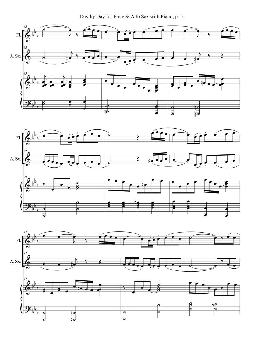 DAY BY DAY (Flute & Alto Sax with Piano - Score & Part included) Woodwind Duet scores gallery preview page 6