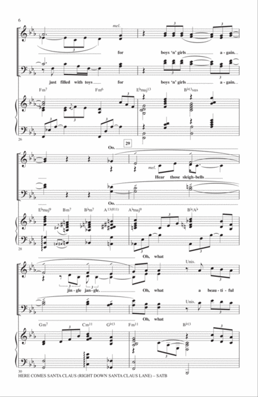 Here Comes Santa Claus (Right Down Santa Claus Lane) 4-Part scores gallery preview page 5