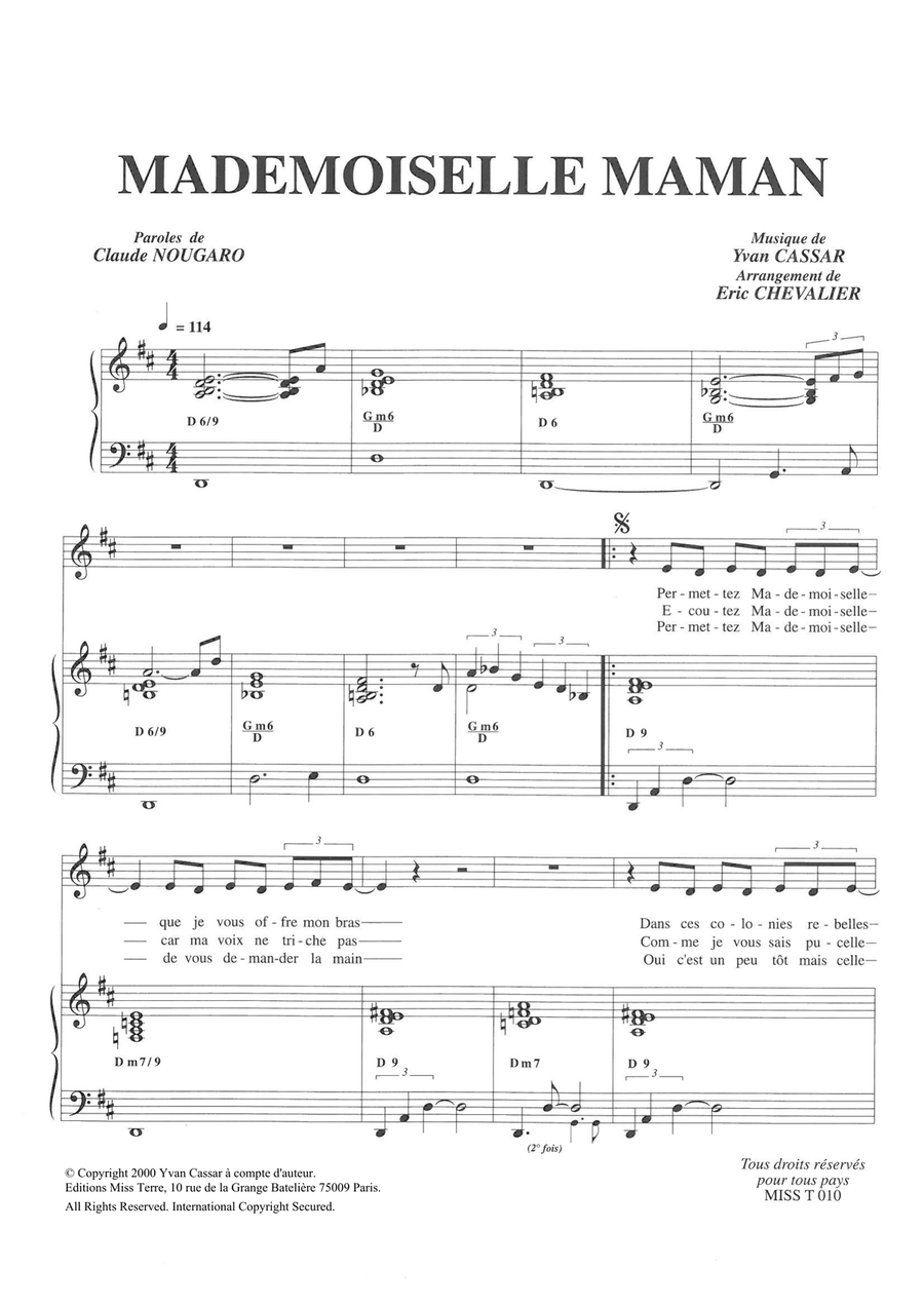 Mademoiselle Maman Piano, Vocal scores gallery preview page 1