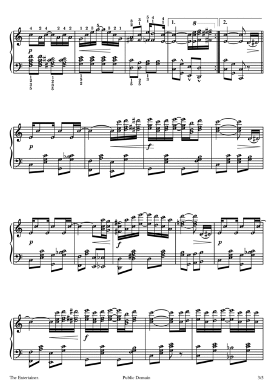 THE ENTERTAINER (Original by Scott Joplin) Grade 7 Level Self Learning Series with note names Easy Piano scores gallery preview page 3