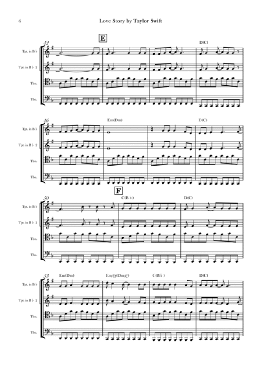 Love Story Brass Quartet scores gallery preview page 4