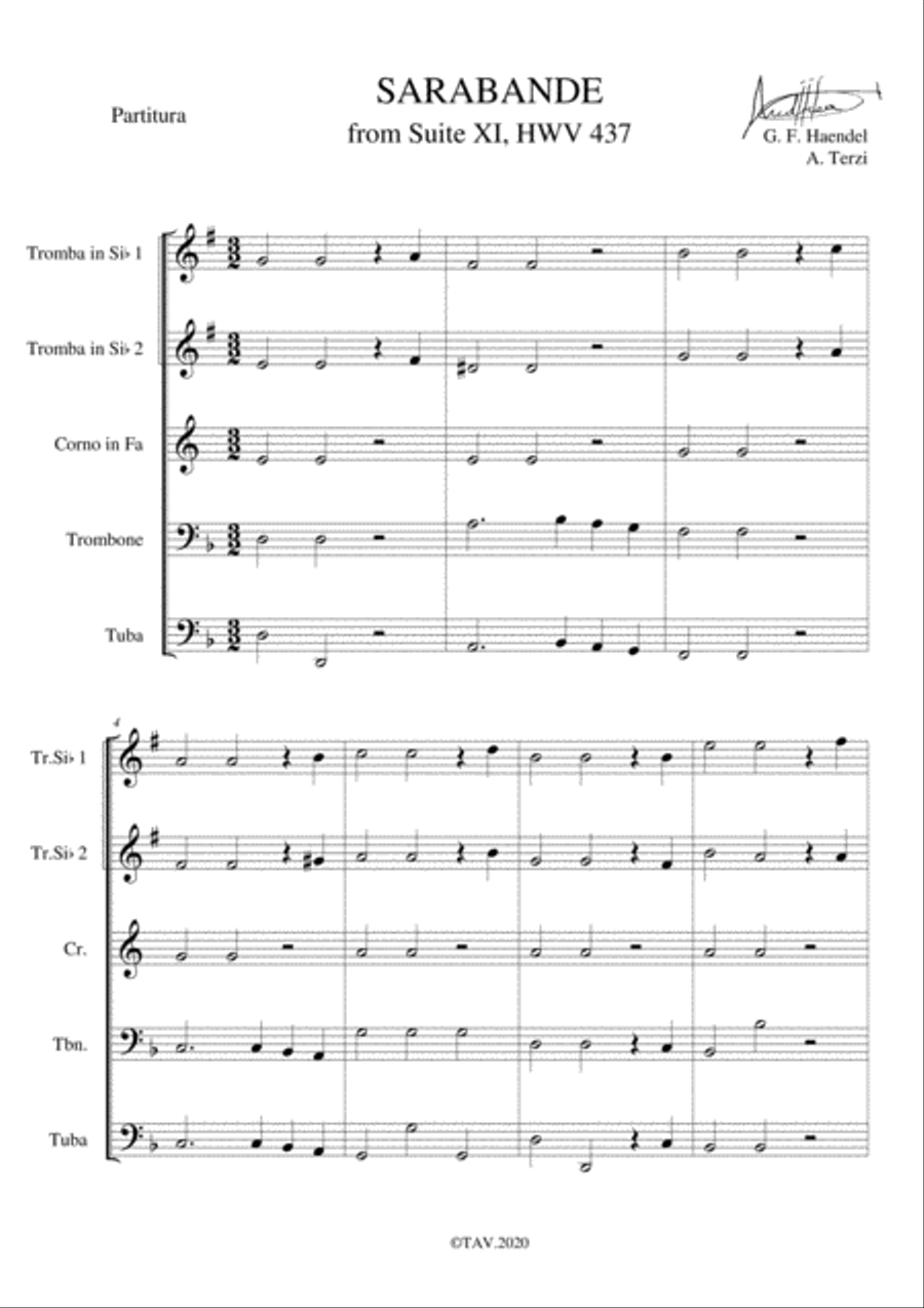 Sarabanda for Brass Quintet Brass Quintet scores gallery preview page 1