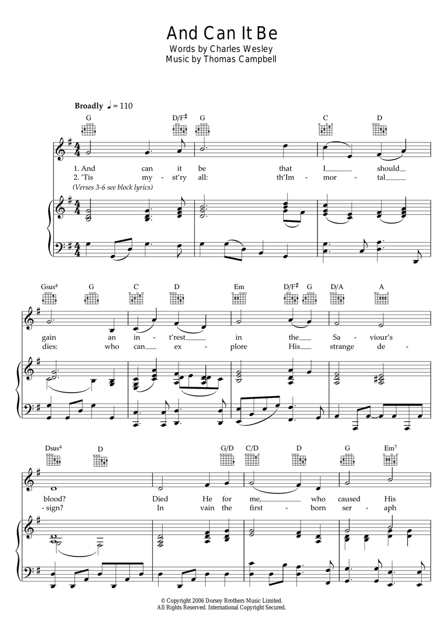 And Can It Be And Can It Be Piano, Vocal scores gallery preview page 1