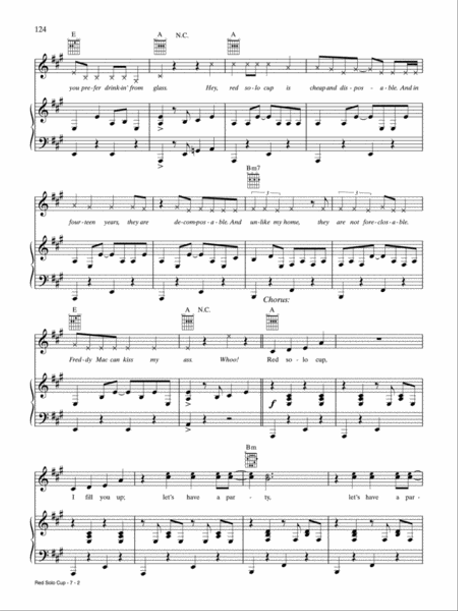 Red Solo Cup Piano, Vocal, Guitar scores gallery preview page 2