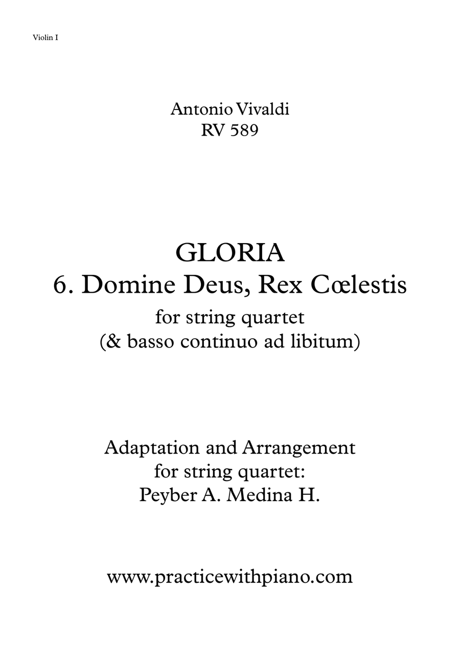 Vivaldi - RV 589, GLORIA - 6. Domine Deus, Rex Cœlestis, for string quartet String Quartet scores gallery preview page 5