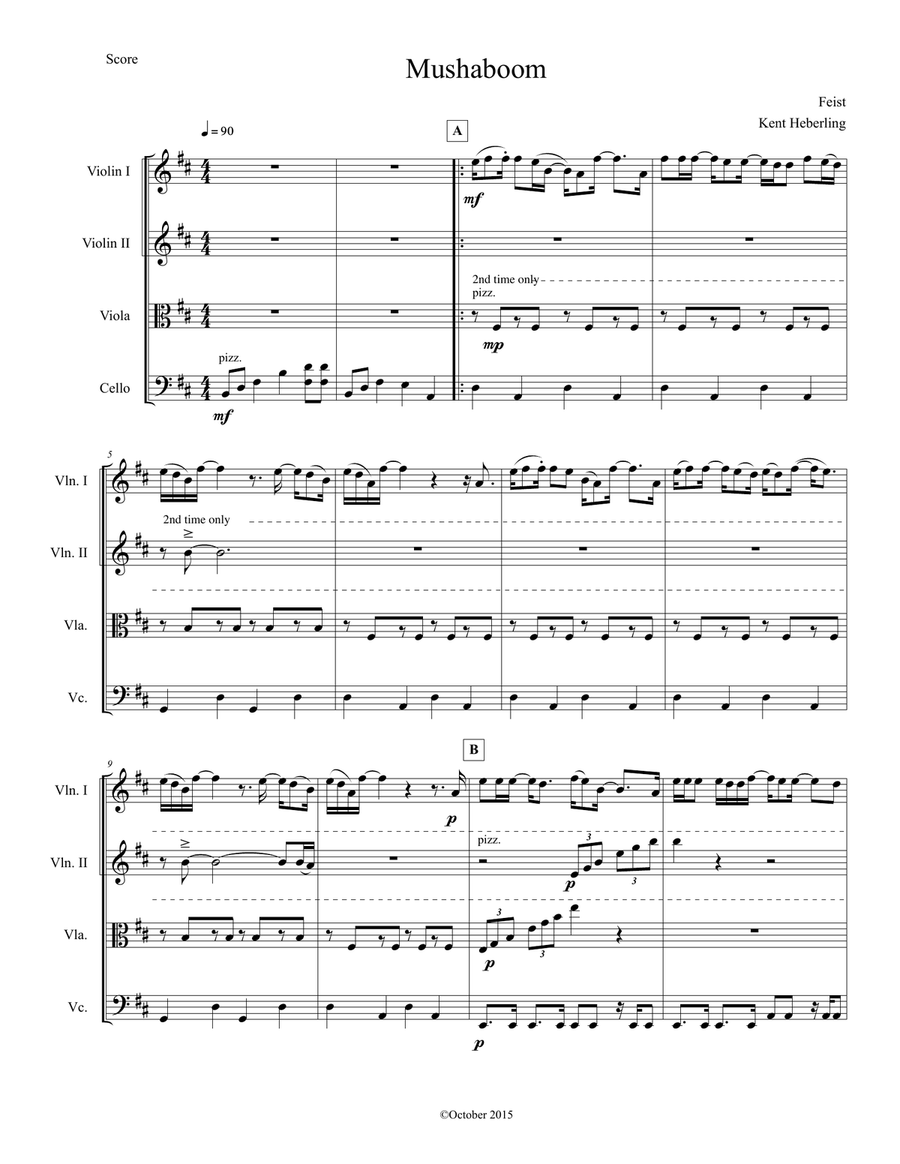 Mushaboom String Quartet scores gallery preview page 1