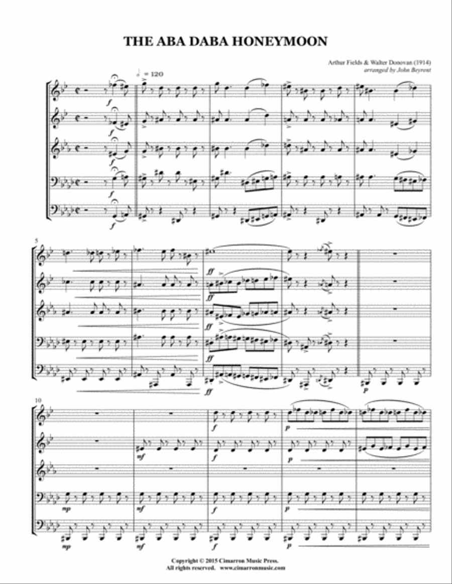 The Aba Daba Honeymoon The Aba Daba Honeymoon Brass Quintet scores gallery preview page 2