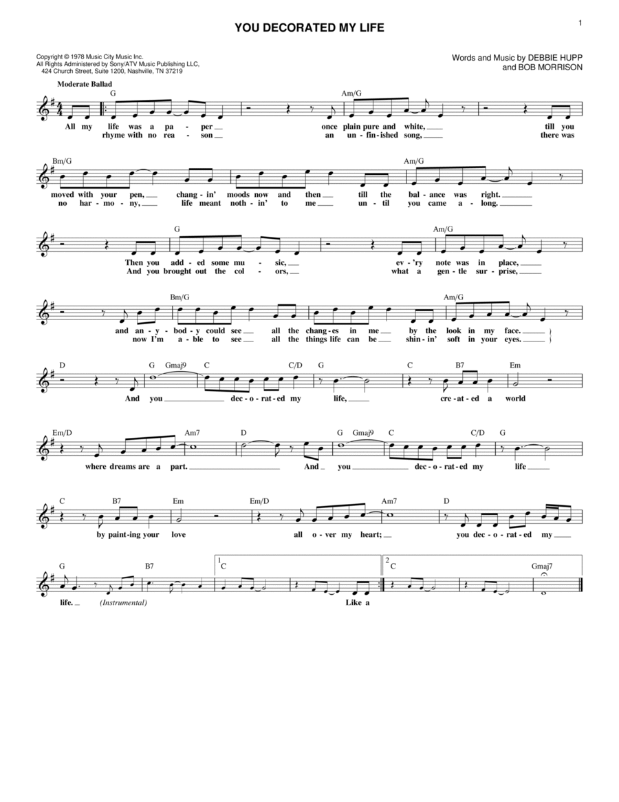 You Decorated My Life Electric Guitar scores gallery preview page 1