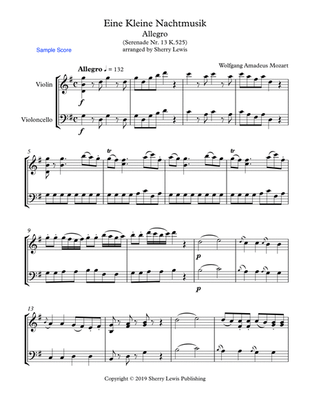 EINE KLEINE NACHTMUSIK - ALLEGRO (1st Mov.) - String Duo - Intermediate Level for violin and cello image number null