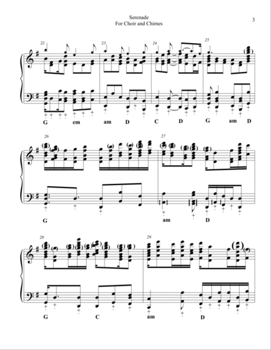 Serenade-for HANDBELLS-Optional Chimes-GUITAR Handbell Choir scores gallery preview page 3