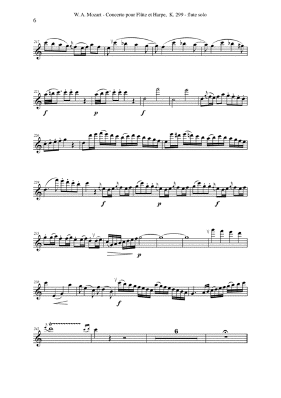 Wolfgang Amadeus Mozart: Concerto for flute and harp, K. 299, solo flute part Chamber Orchestra scores gallery preview page 6