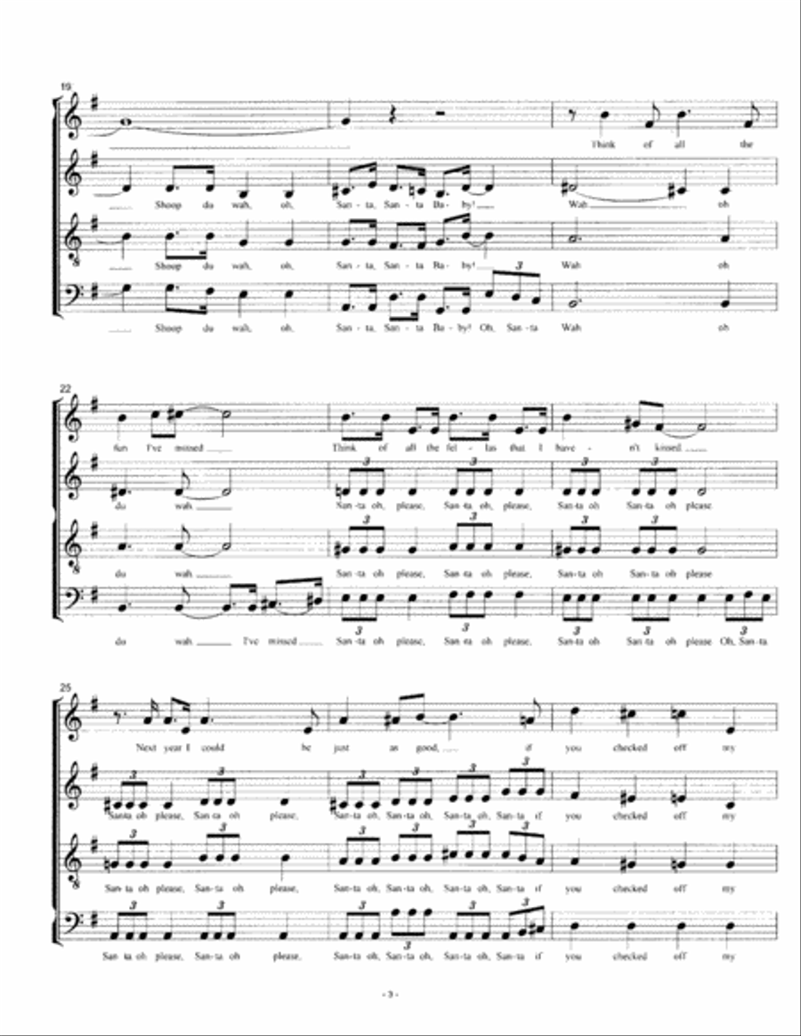 Santa Baby 4-Part scores gallery preview page 3