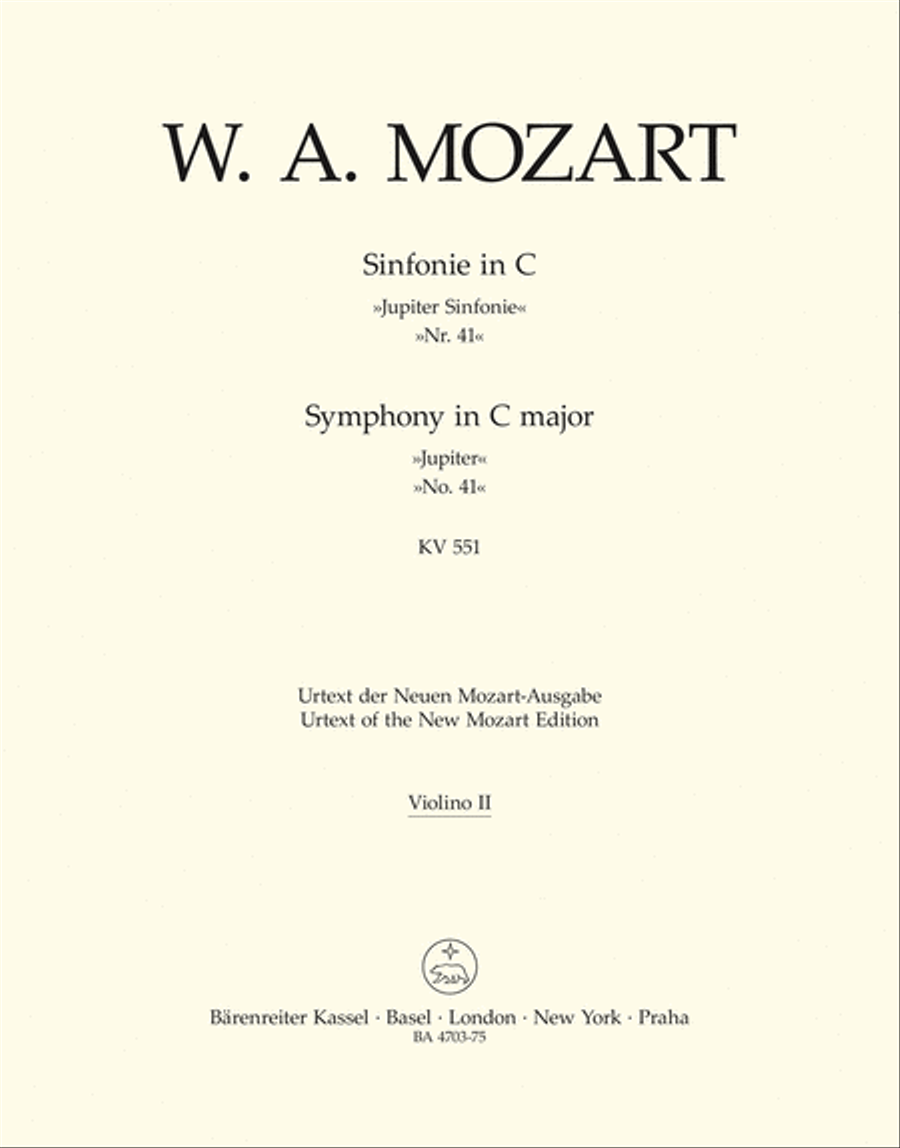 Symphony, No. 41 C major, KV 551 'Jupiter Symphony' Violin scores gallery preview page 1