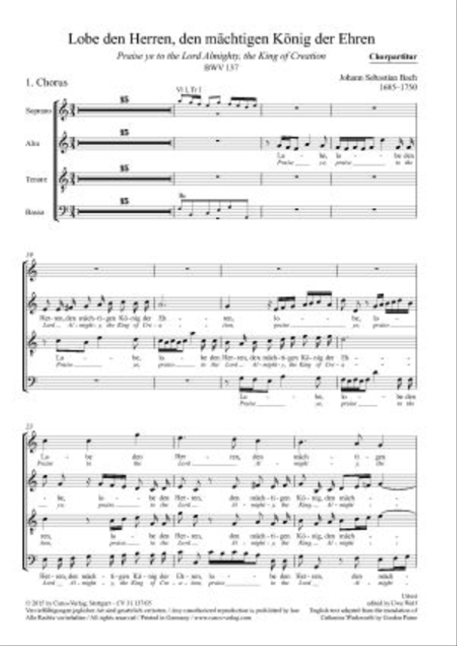 Praise ye, Almighty God, King and our ruler exalted (Lobe den Herren, den machtigen Konig der Ehren) ATB scores gallery preview page 1