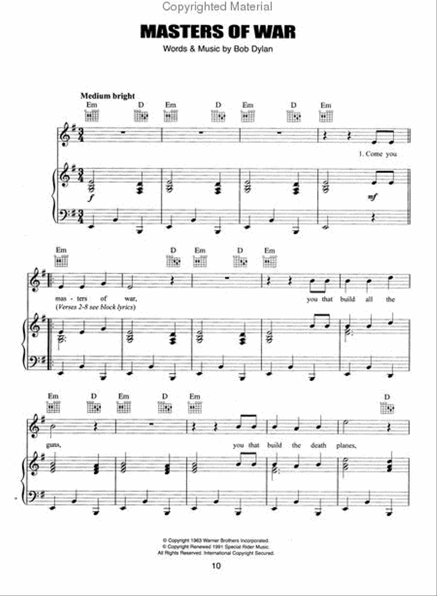 Dylan Piano, Vocal, Guitar scores gallery preview page 4