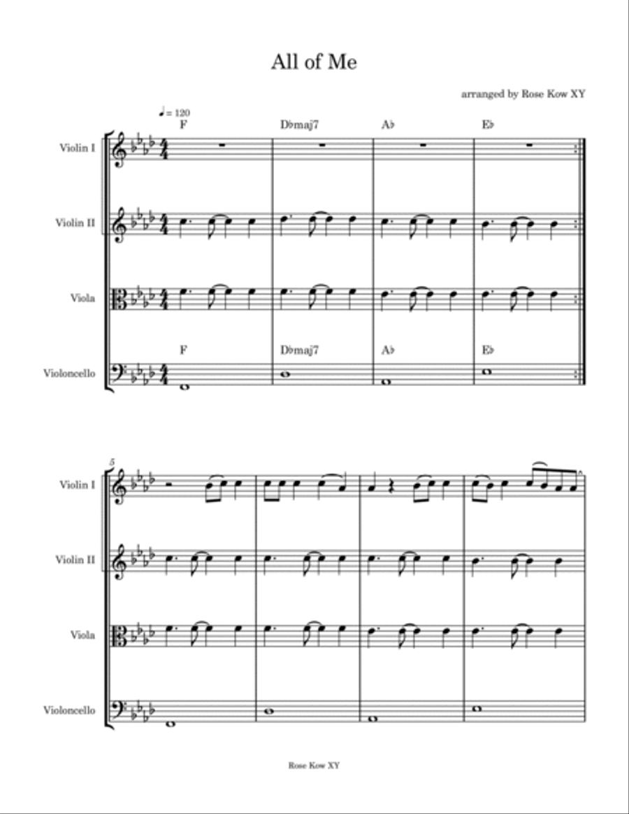 All Of Me String Quartet scores gallery preview page 1