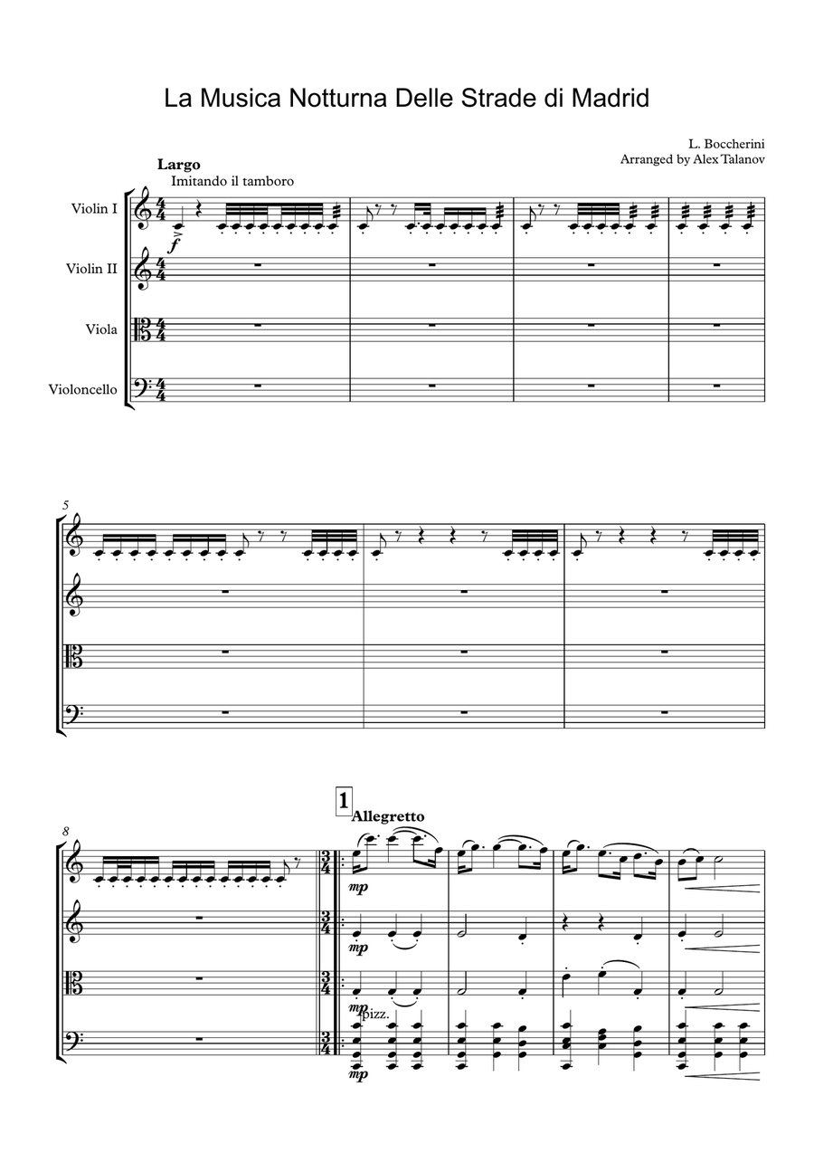 La Musica Notturna Delle Strade di Madrid String Quartet scores gallery preview page 2