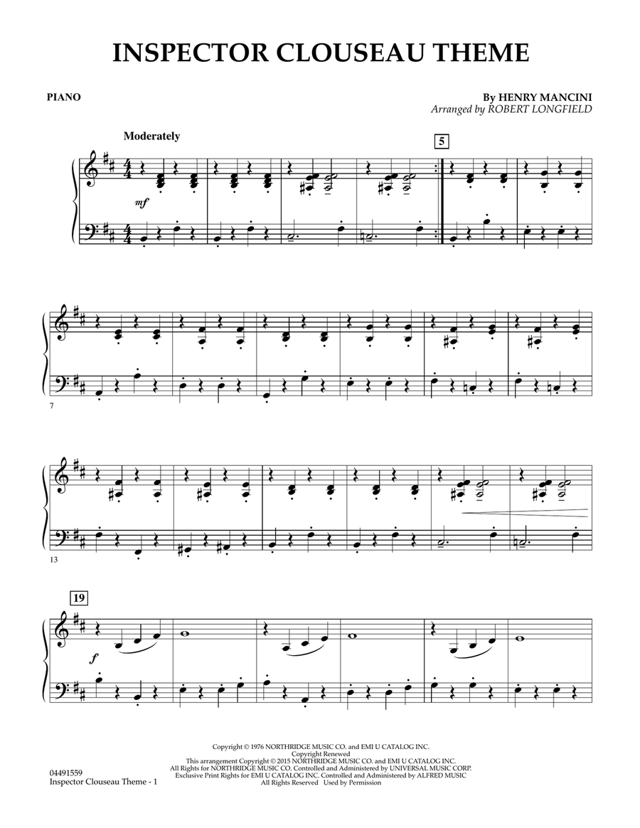 Inspector Clouseau Theme (from The Pink Panther Strikes Again) - Piano Orchestra scores gallery preview page 1