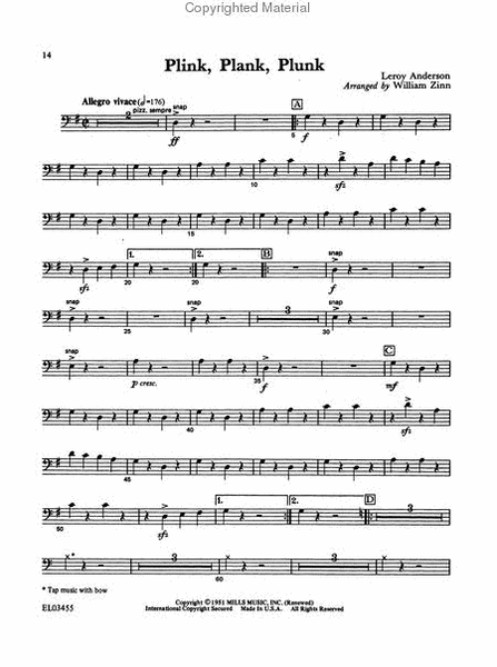 Leroy Anderson for Strings by William Zinn String Orchestra - Sheet Music