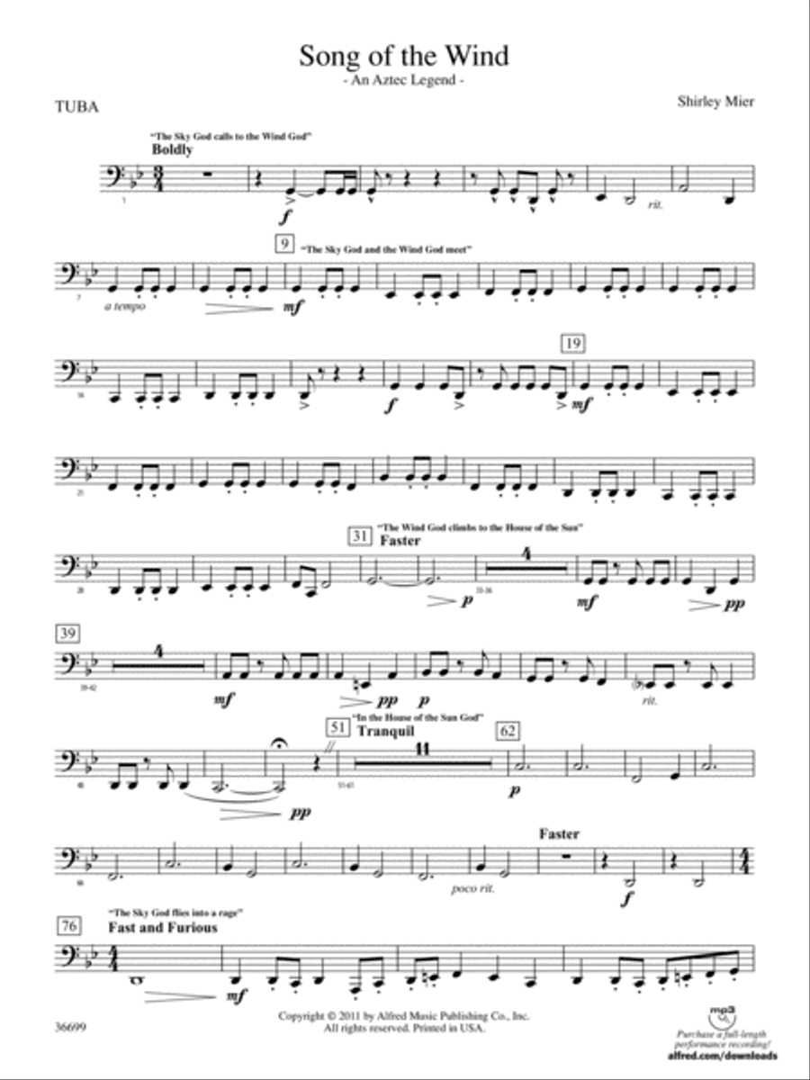Song of the Wind: Tuba Concert Band scores gallery preview page 1
