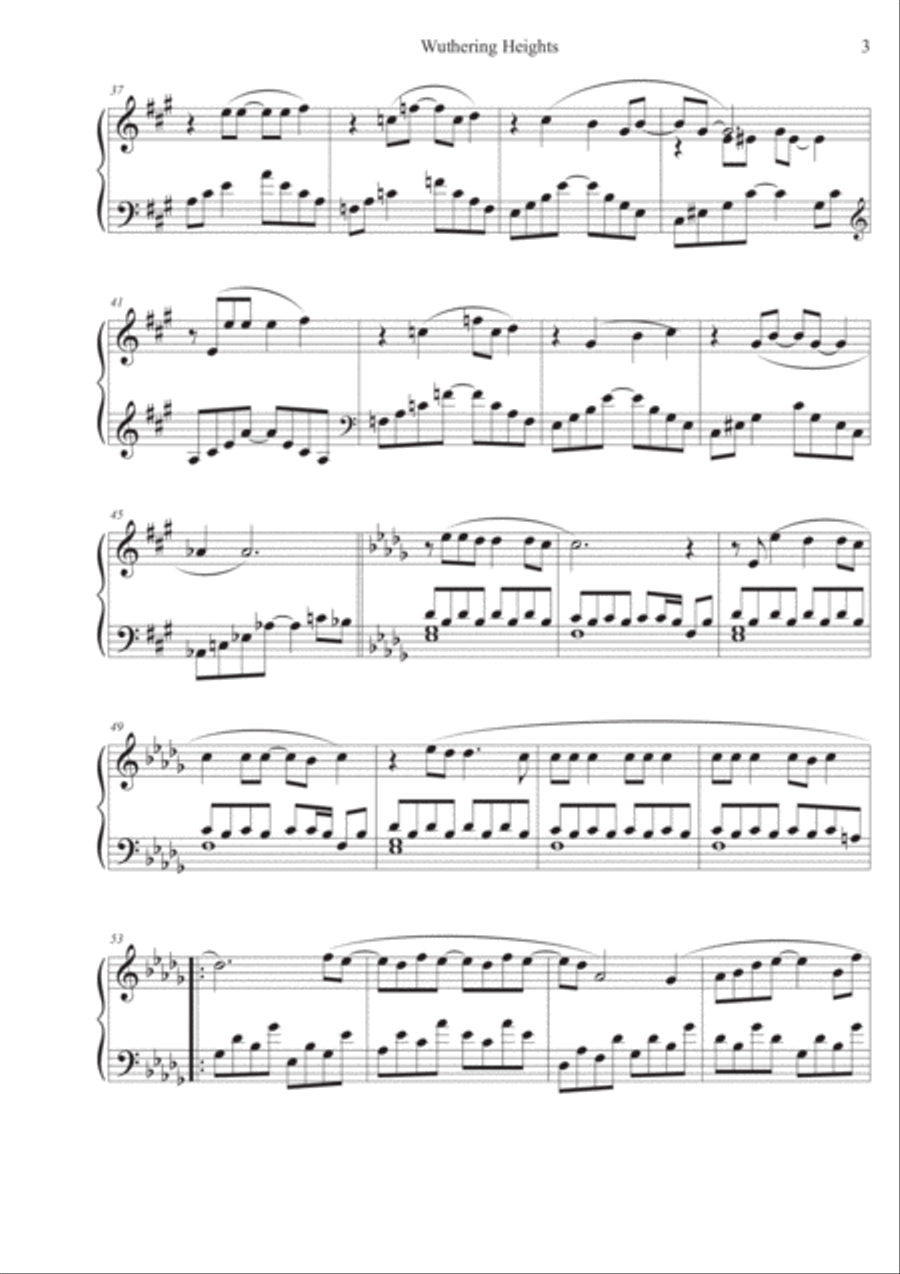 Wuthering Heights Piano Solo scores gallery preview page 3