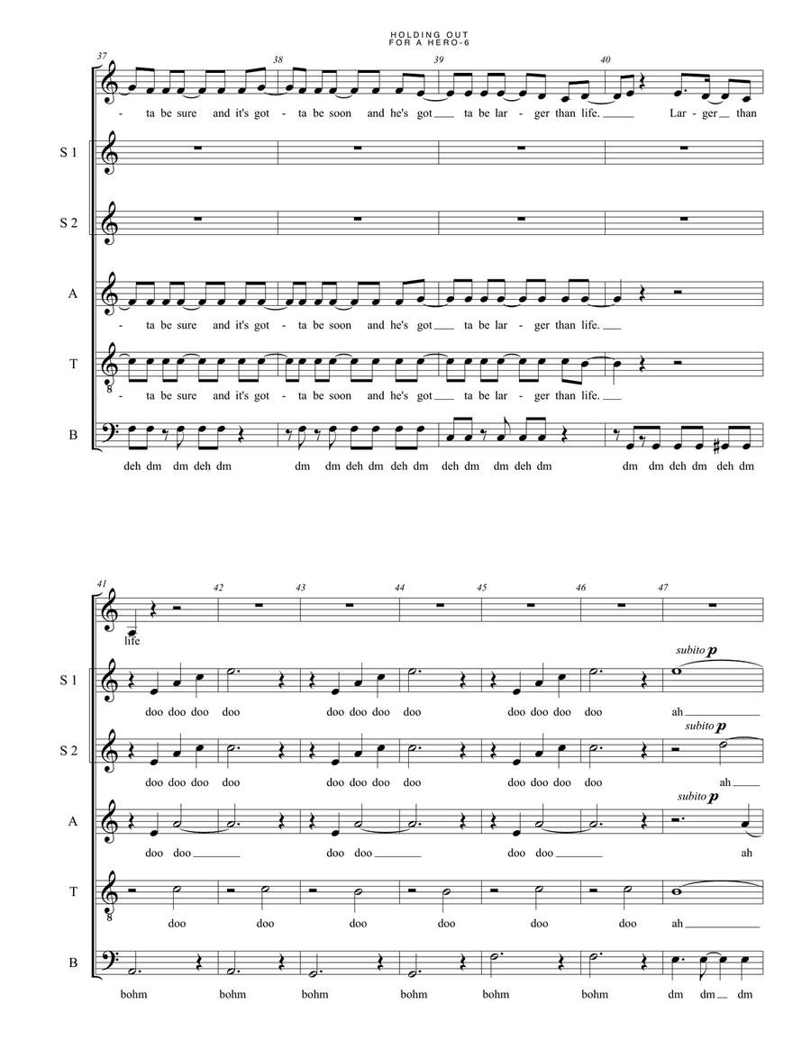 Holding Out For A Hero 4-Part scores gallery preview page 6