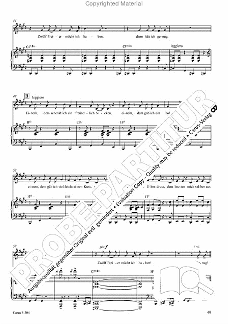 Schindler: Rosenzeit. Ein Liederzyklus uber die Liebe. Chansons fur Singstimme und Klavier Piano scores gallery preview page 50