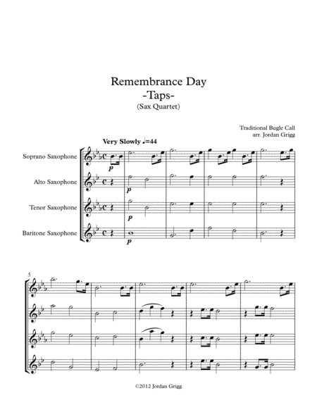 Remembrance Day. 'Taps' (Sax Quartet) image number null