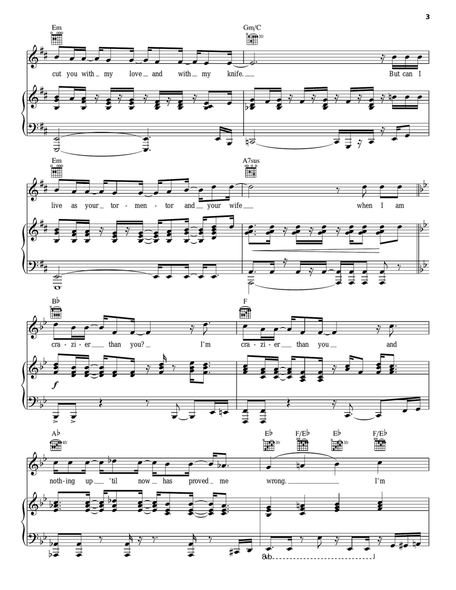Crazier Than You Crazier Than You Piano, Vocal, Guitar scores gallery preview page 3