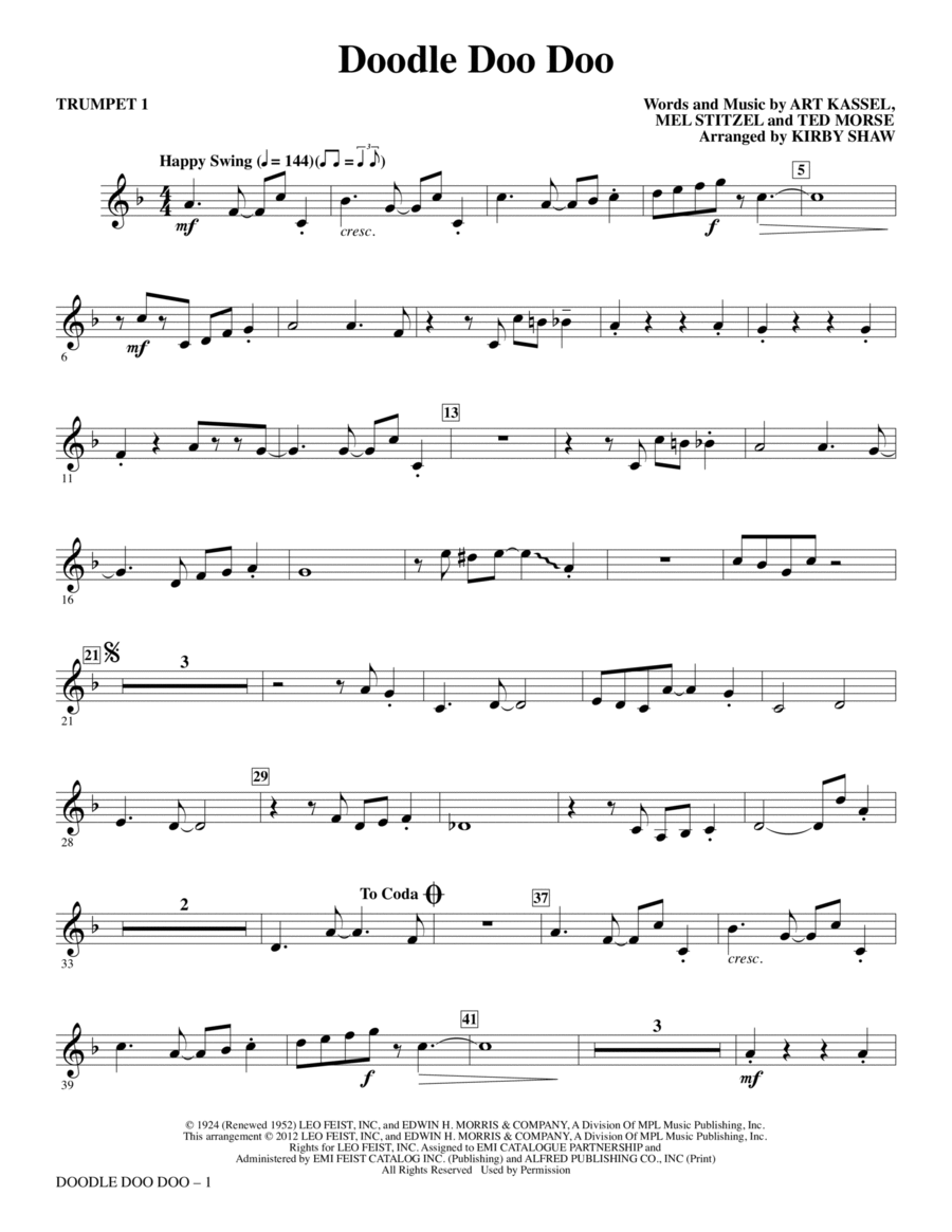 Doodle Doo Doo - Bb Trumpet 1 Choir scores gallery preview page 1