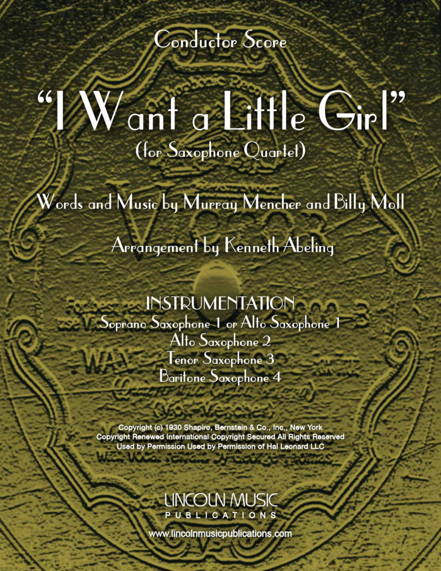 I Want A Little Girl Saxophone Quartet scores gallery preview page 1