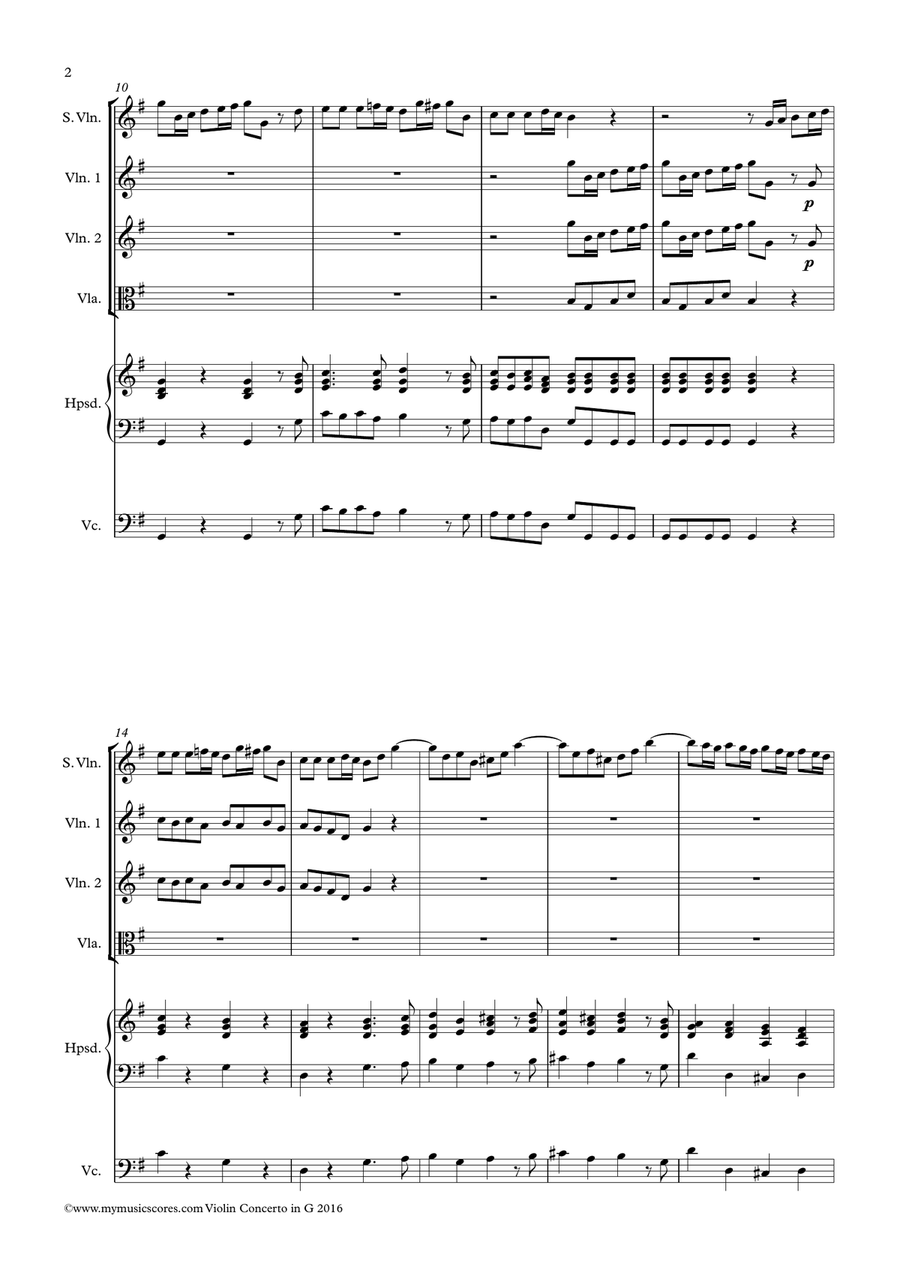 Violin Concerto in G TVW 51:G8 Violin Concerto in G TVW 51:G8 String Orchestra scores gallery preview page 3