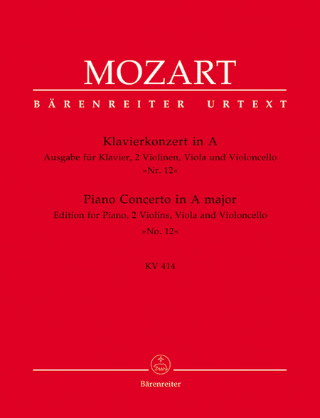 Wolfgang Amadeus Mozart: Piano Concerto Edition for Piano, 2 Violins, Viola and Violoncello "No. 12"