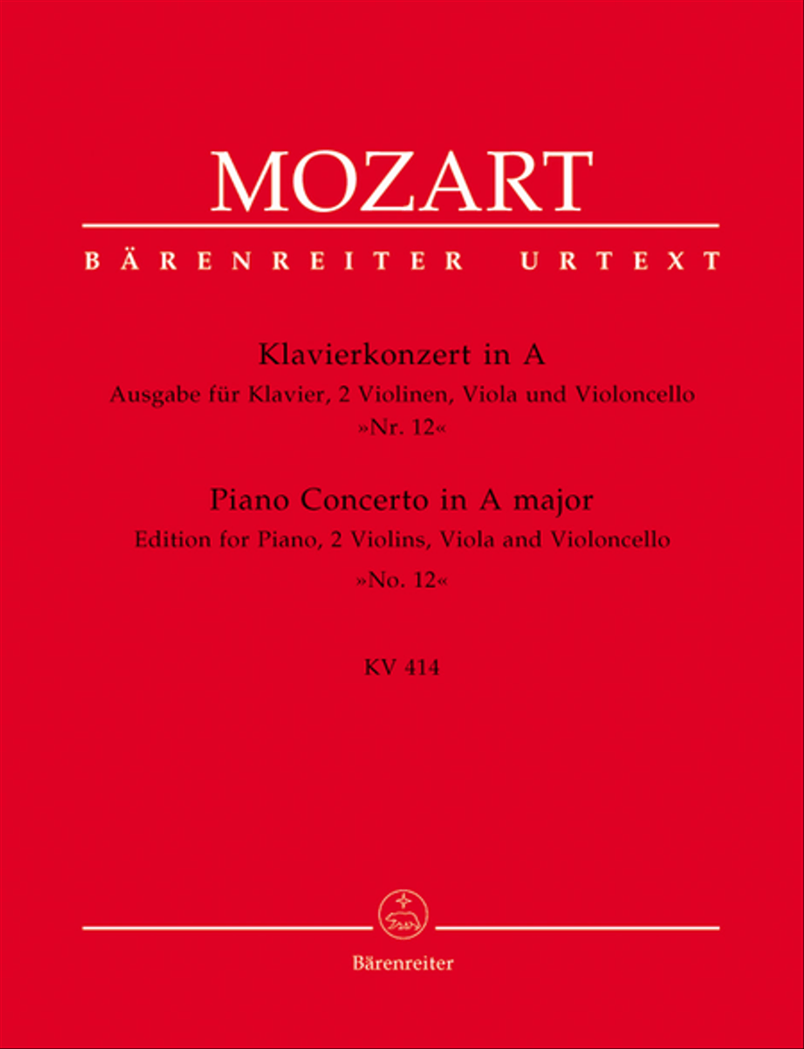 Book cover for Piano Concerto, No. 12 A major, KV 414