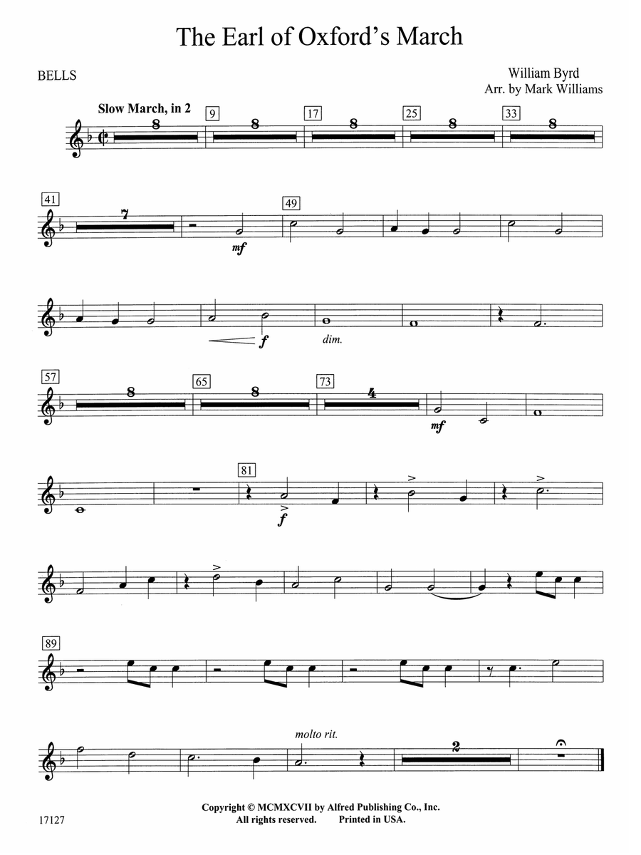 Earl of Oxford's March: Bells
