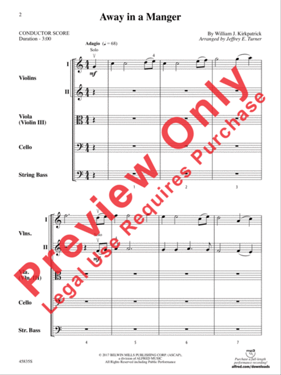 Away in a Manger String Orchestra scores gallery preview page 2