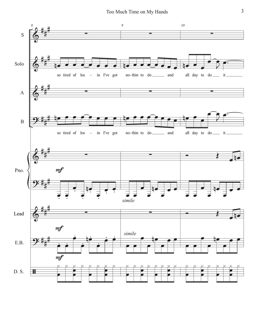 Too Much Time On My Hands 3-Part scores gallery preview page 3