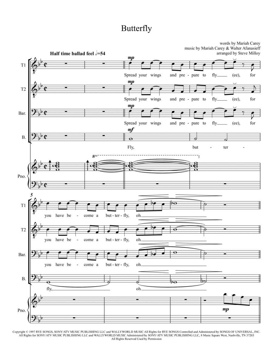 Butterfly Butterfly TTBB scores gallery preview page 1