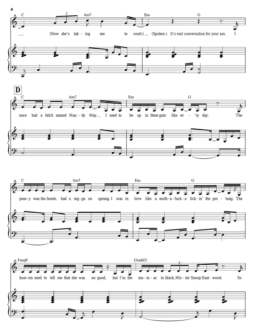 Bitches Ain't Shit Piano scores gallery preview page 4
