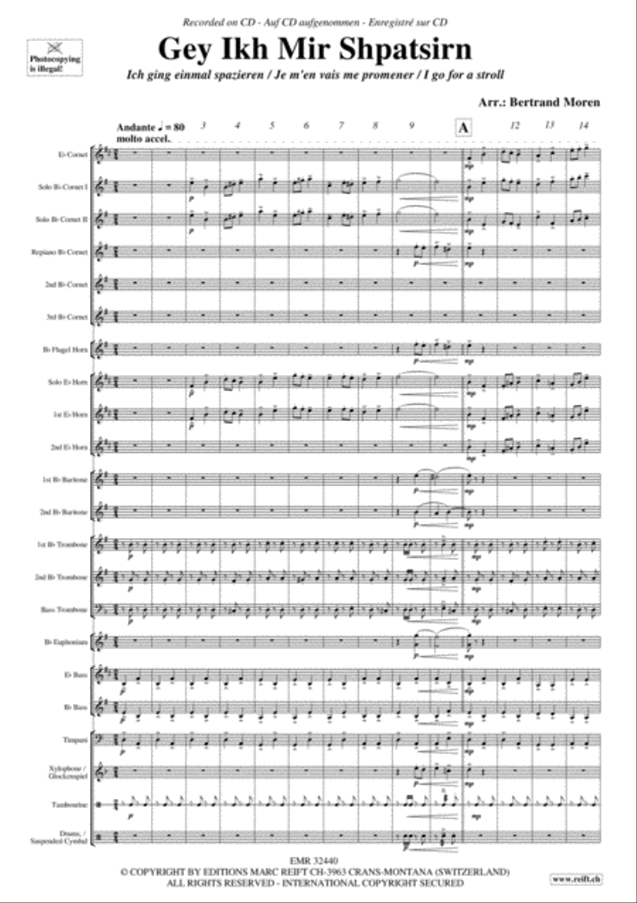 Geh Ikh Mir Shpatsirn Brass Band scores gallery preview page 4