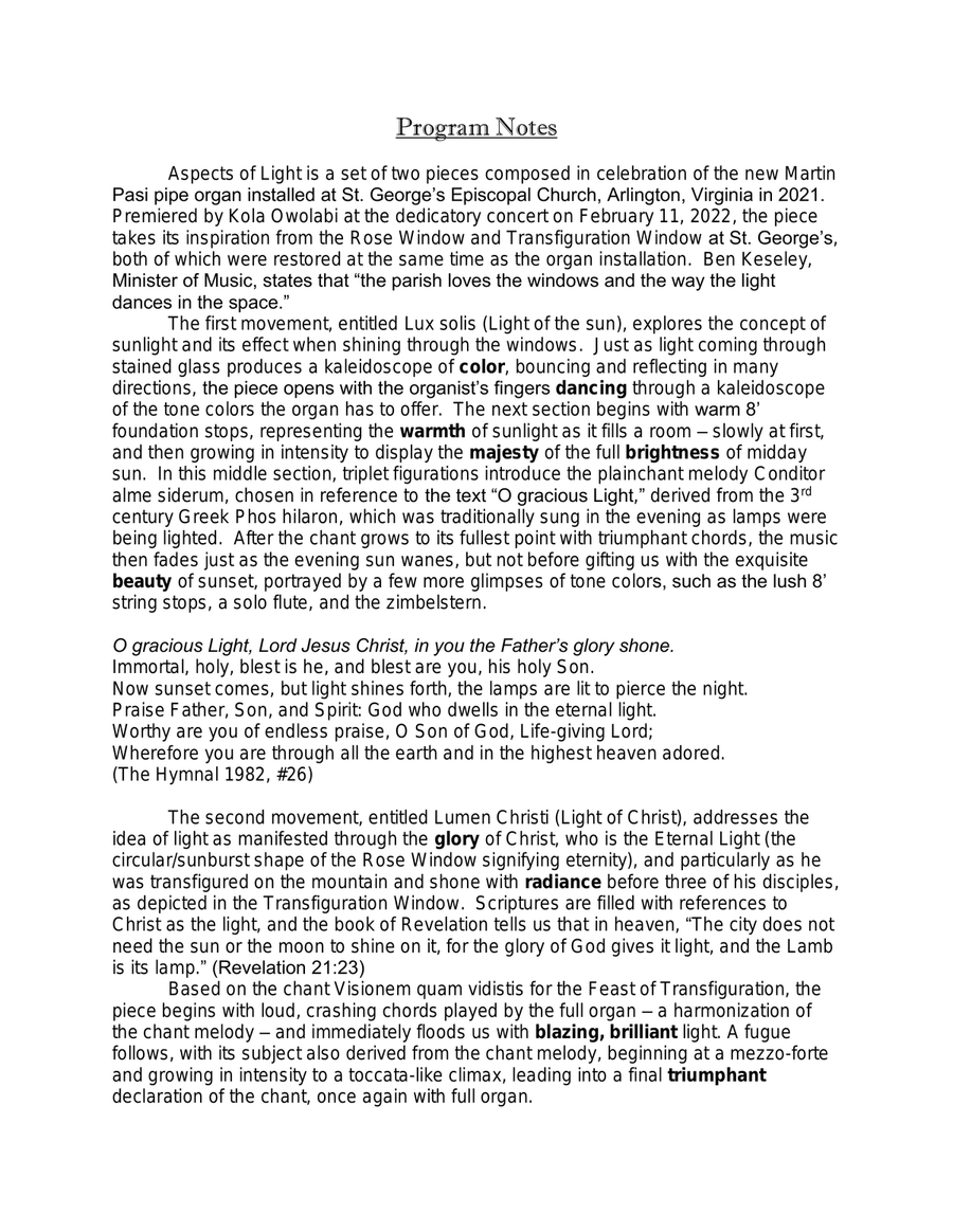 Aspects of Light (organ solo) by Brenda Portman Organ Solo scores gallery preview page 2