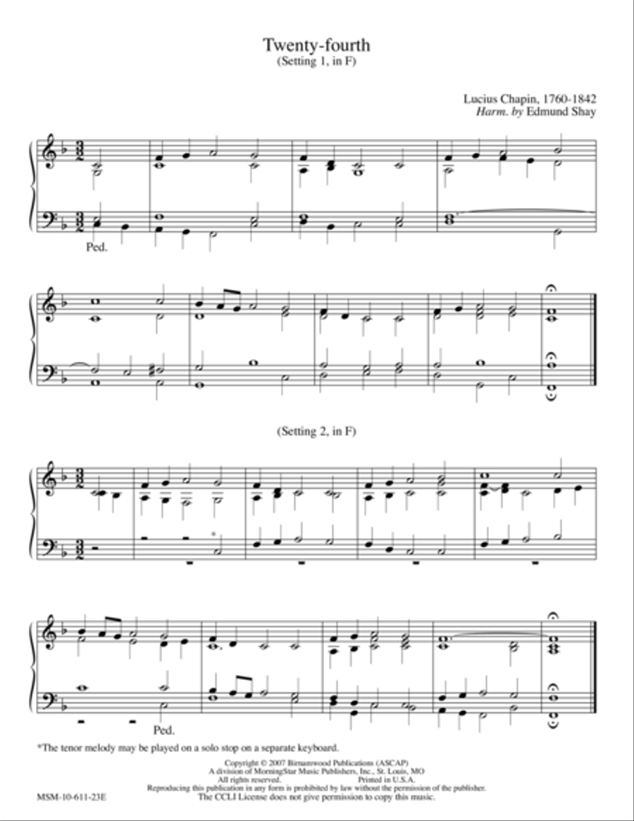 Twenty-fourth, 2 Settings Organ scores gallery preview page 1