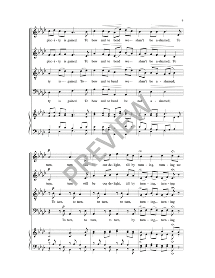 The Gift to Be Simple 4-Part scores gallery preview page 10
