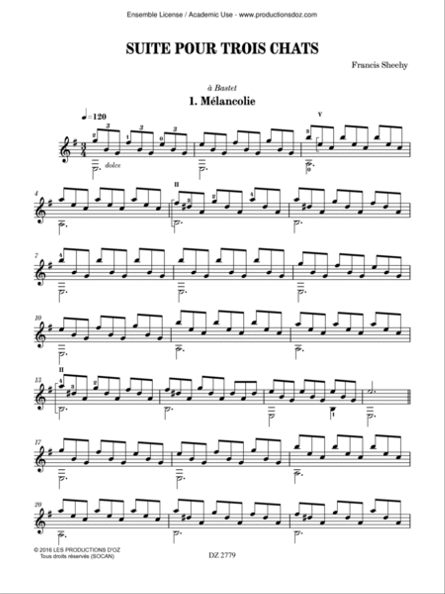 Suite pour trois chats Suite pour trois chats Classical Guitar scores gallery preview page 3