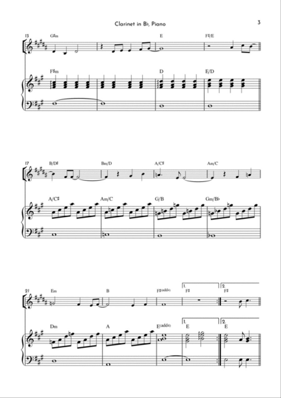 To Love You More B-Flat Clarinet scores gallery preview page 3