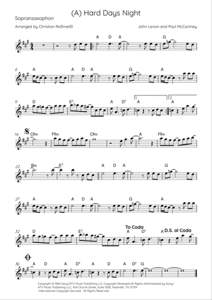 A Hard Day's Night Woodwind Quartet scores gallery preview page 2
