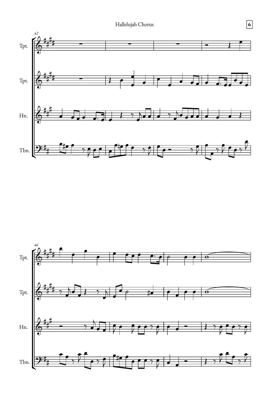 Hallelujah Chorus Brass Quartet scores gallery preview page 6