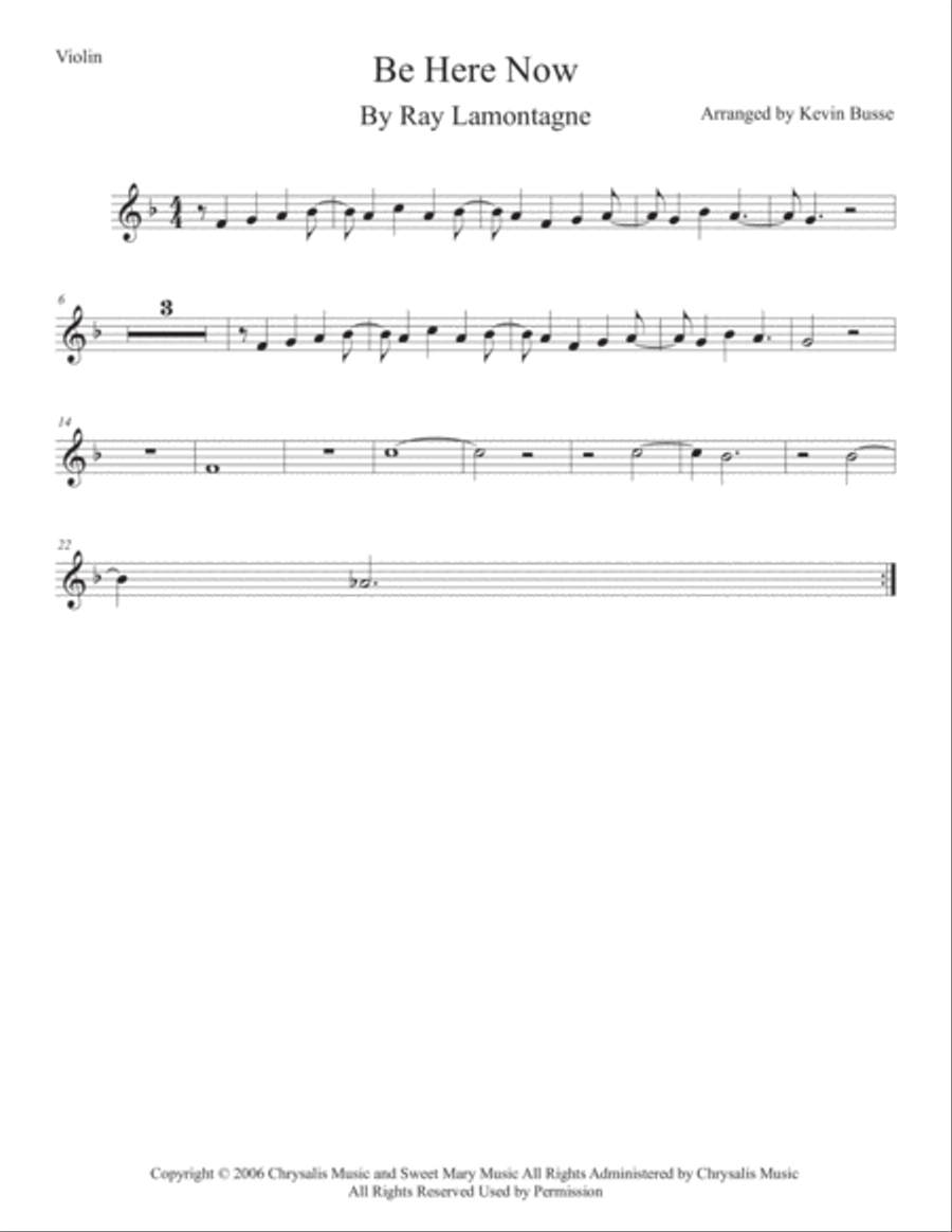 Be Here Now Be Here Now Violin Solo scores gallery preview page 1