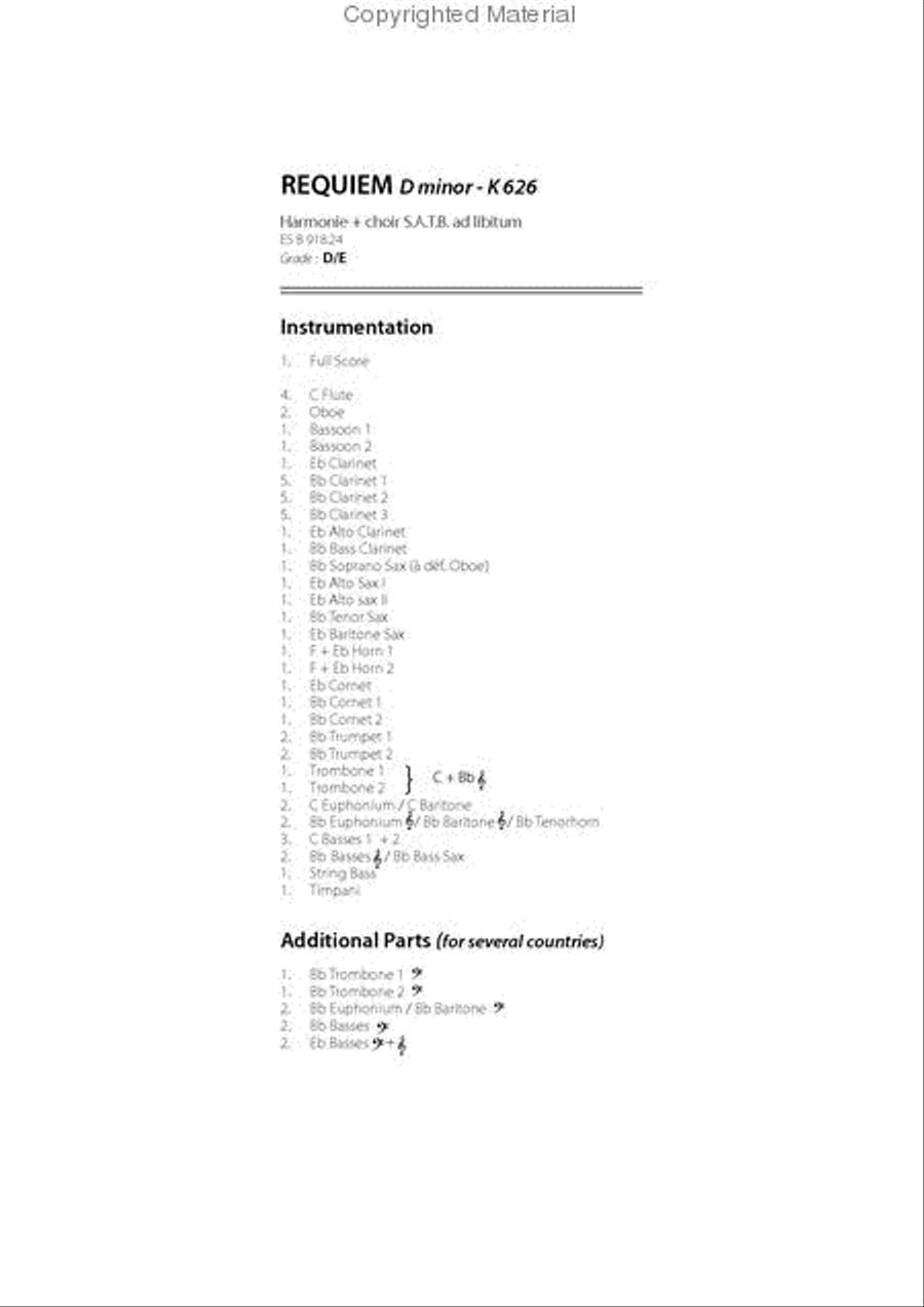 Requiem in D Minor K 626 Concert Band scores gallery preview page 2