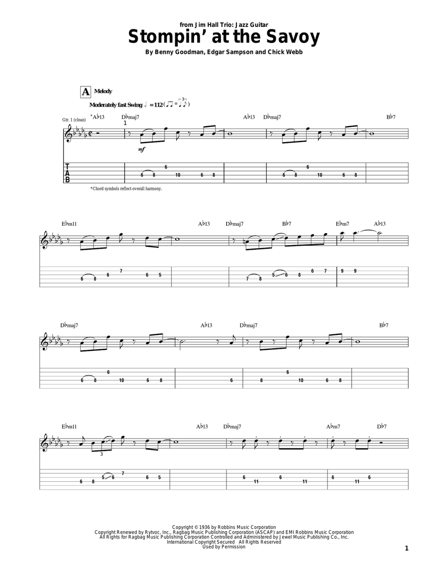 Stompin' At The Savoy Electric Guitar scores gallery preview page 1